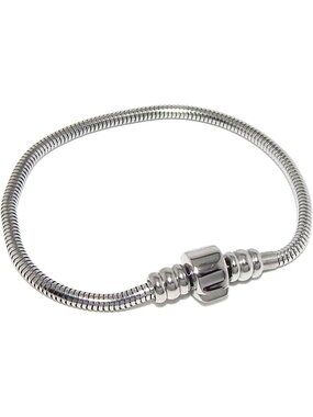Stainless Steel Charm Bracelet with Barrel Snap Clasp - Fits Most Charms